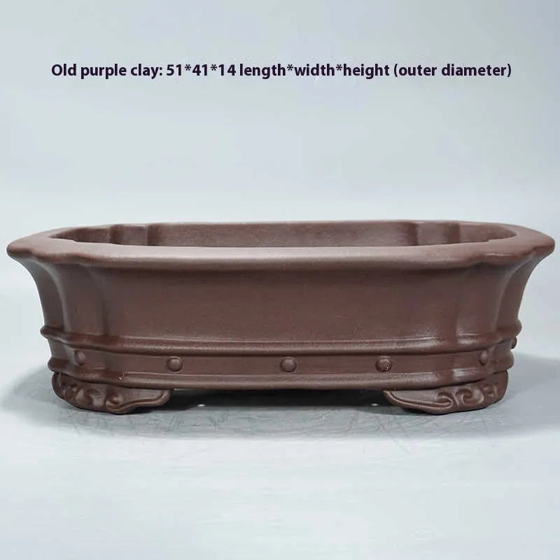 Handmade antique rectangular purple sand flower pot for desktop plants