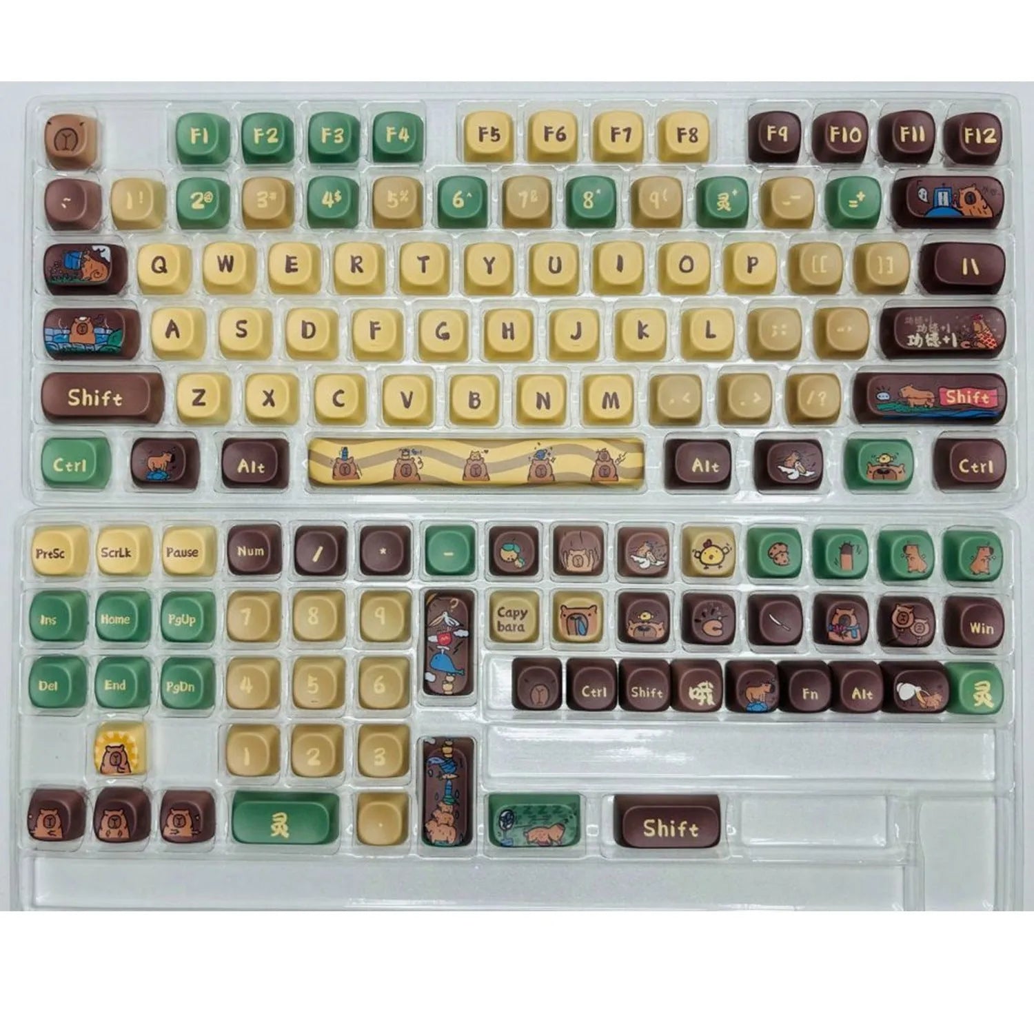 Capabala mechanical keyboard keycap set with colourful MOA anime design on 130 ABS keycaps