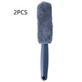 29cm long handle microfiber car tire brush in blue colour for wheel cleaning