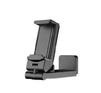 Universal foldable rotating phone holder in black, showing adjustable angle mechanism