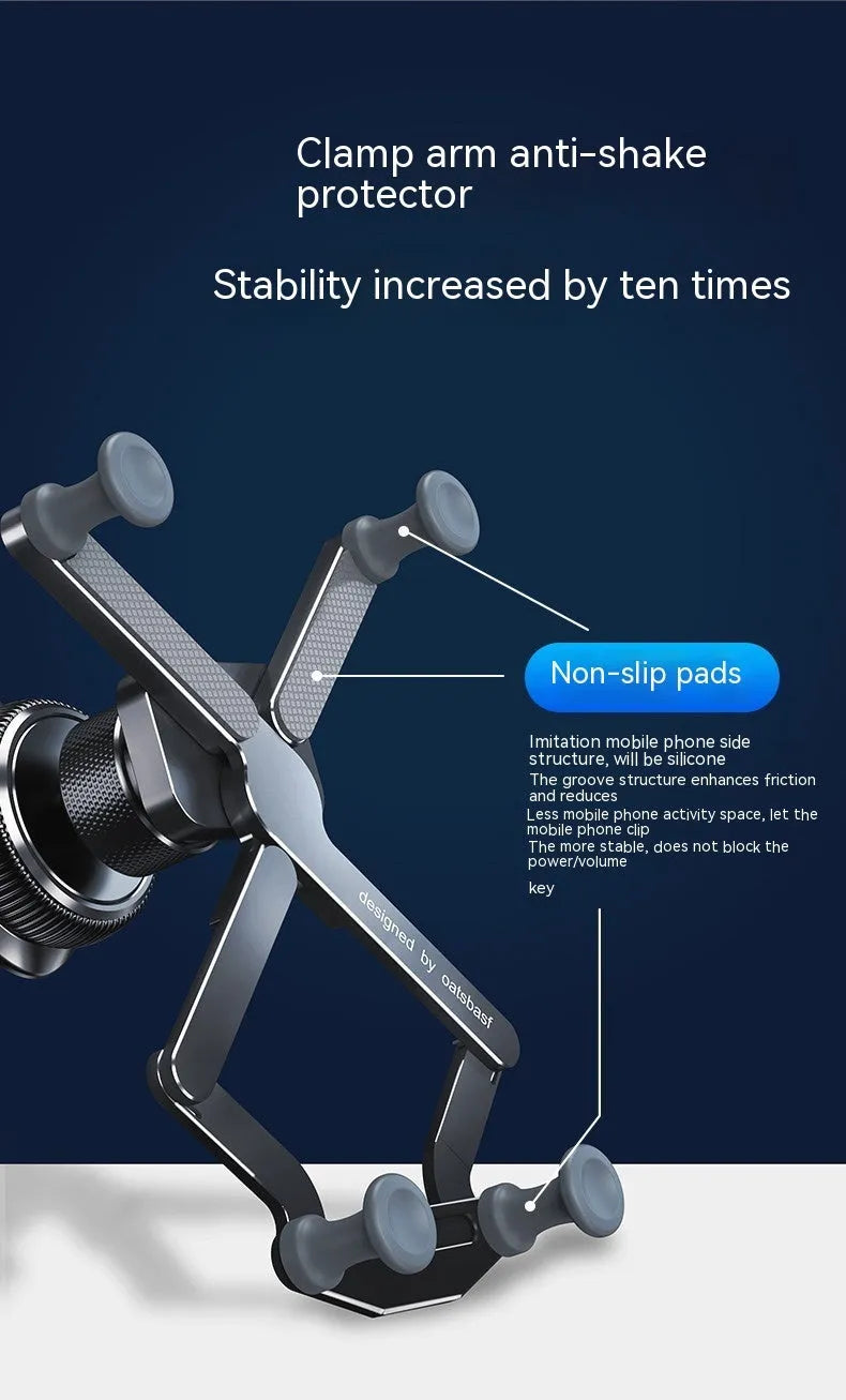 Invisible alloy car air vent mobile phone mount bracket in black colour with snap-on installation