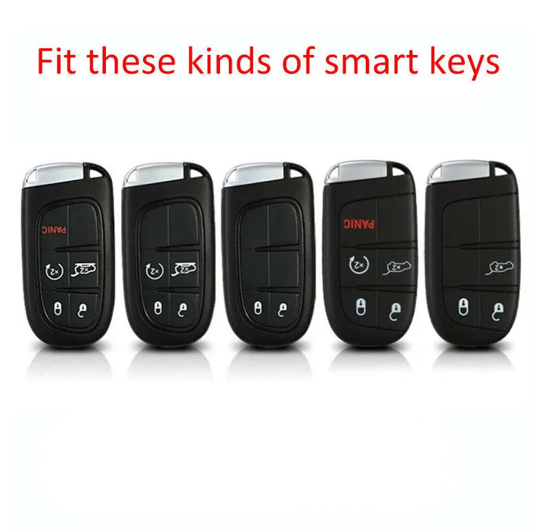 Silicone rubber protective case for Dodge Chrysler Fiat car keys with carbon fibre pattern.