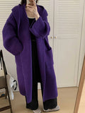 Women's loose-fitting hooded cardigan coat in acrylic fibre, shown in a neutral colour.