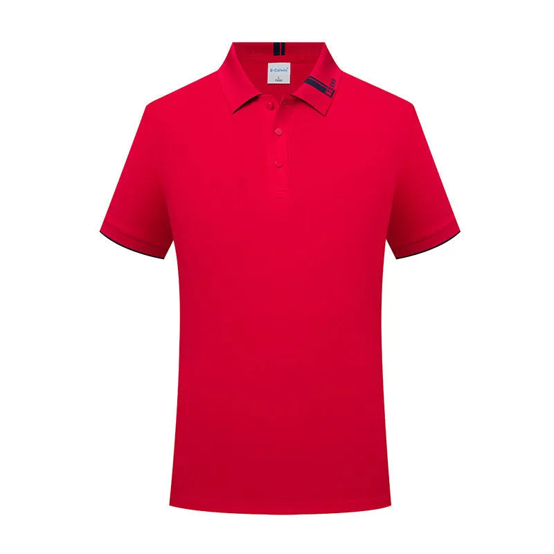 Cotton blend short sleeve lapel polo shirt in light purple with loose cut