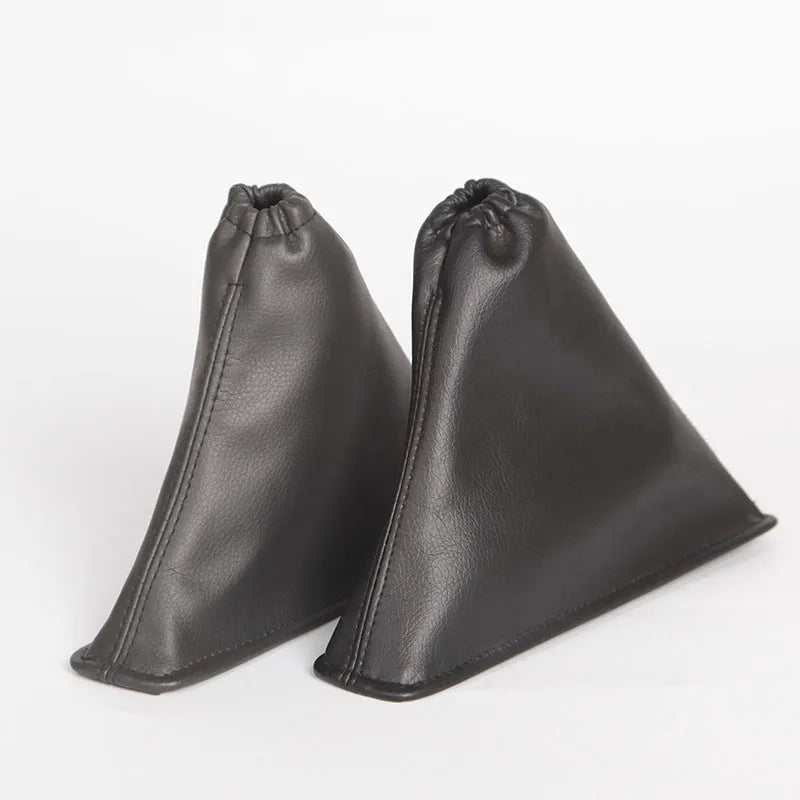Black leather car shift lever dust cover for Toyota Corolla measuring 15.2 by 12.9 by 2.3 cm