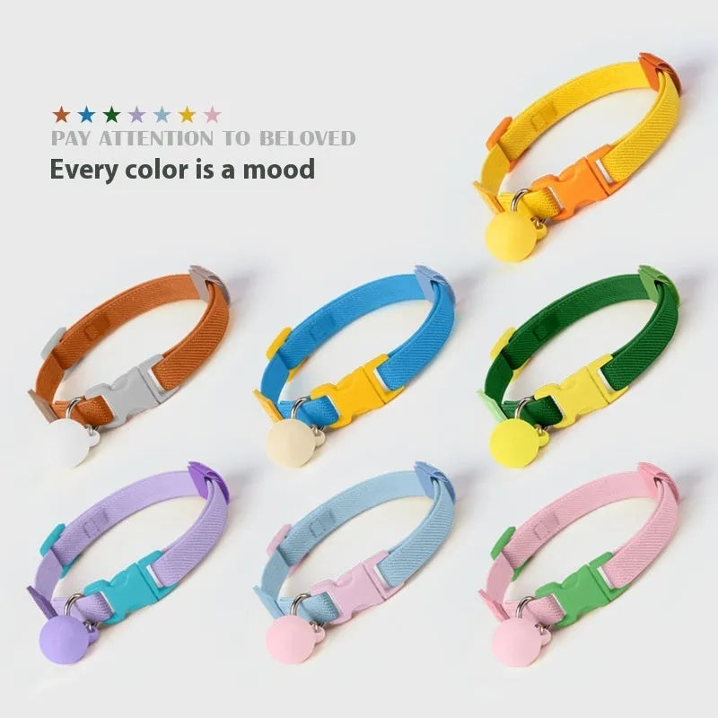 Small dog collar made from elastic polyester fabric in solid colours with adjustable 22-32cm sizing