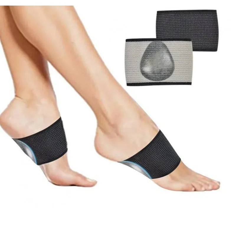 Flat foot support bandage with elastic arch support and heart pad design
