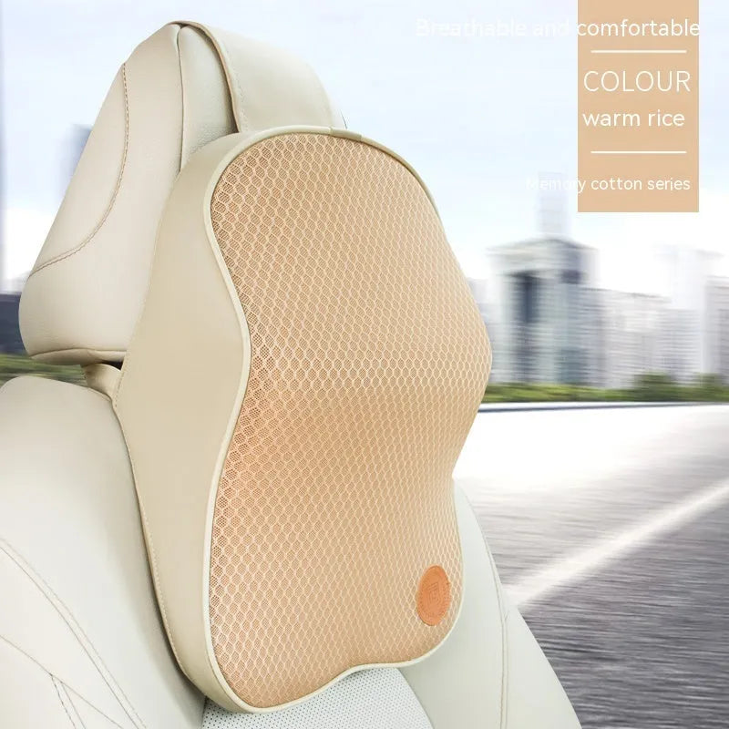 Memory foam car headrest pillow and lumbar support pillow set in seven colour options