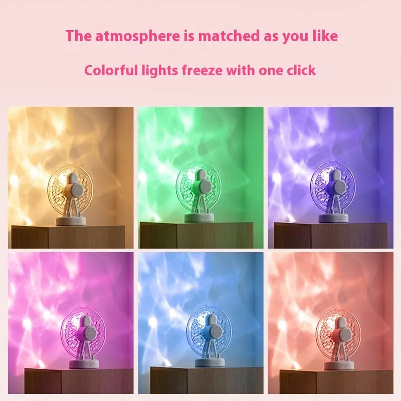 Ferris wheel shaped Bluetooth speaker with colourful LED lights in pink or white colour options