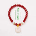 Handmade Chinese style natural jade and agate safety buckle bracelet with 6mm beads