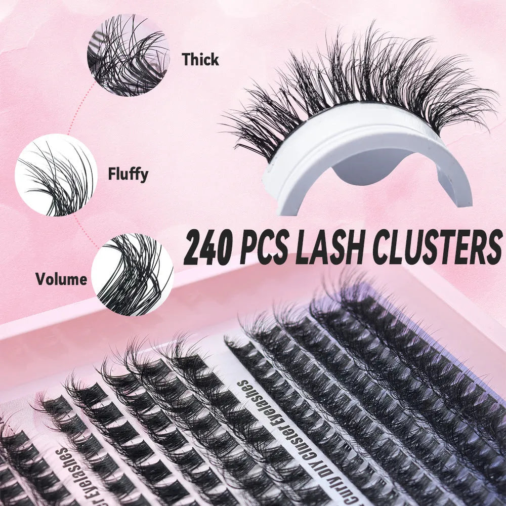Box of messy mixed false eyelashes showing varied lash densities and high imitation material texture.
