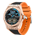 MV58 black smart watch with silicone strap showing health stats on its screen.