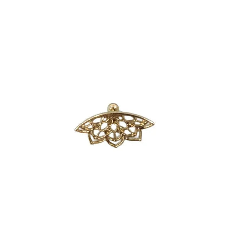 Gold and silver spider web stud earrings with geometric mesh pattern