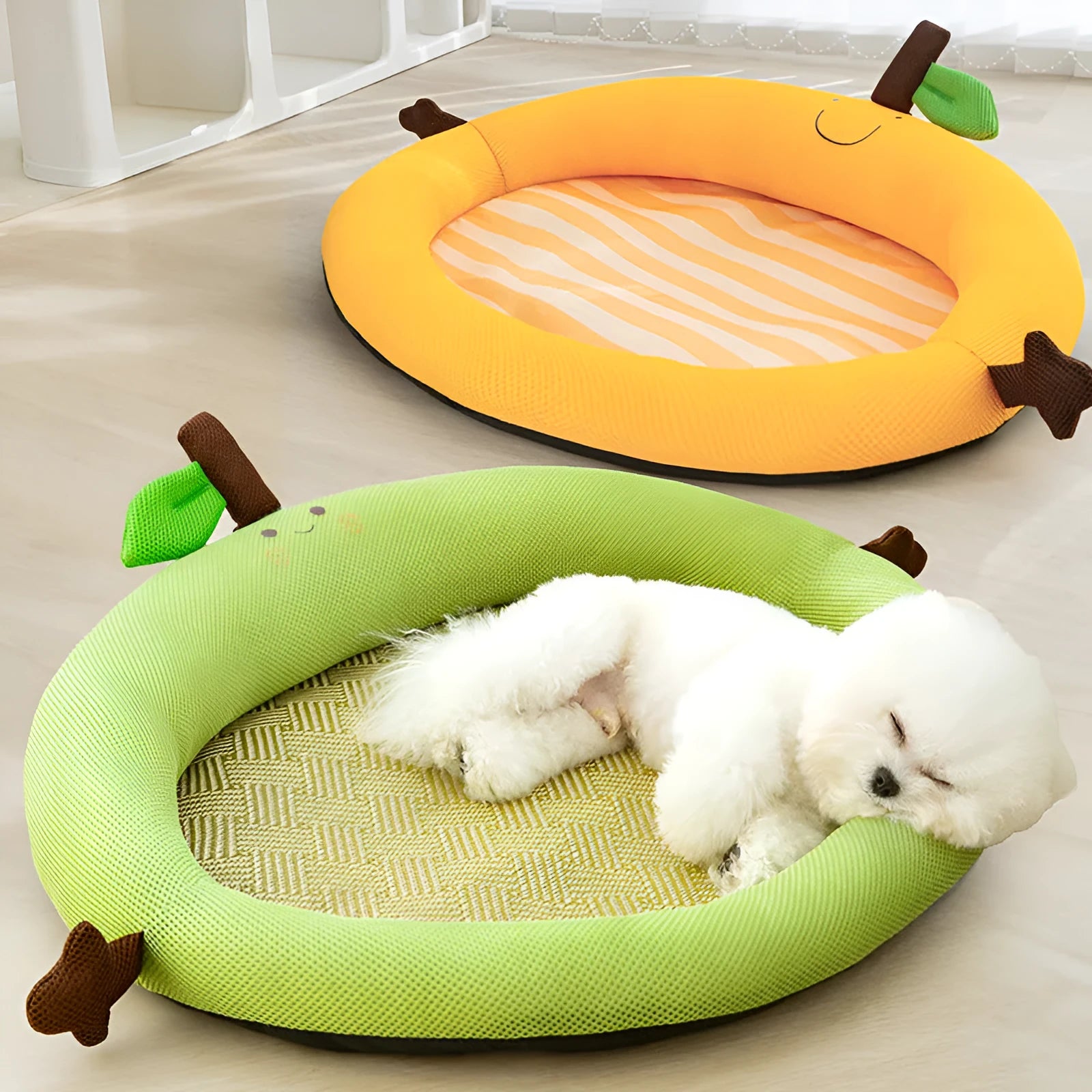 Green fruit backrest dog nest mat in large size for teddy breed dogs