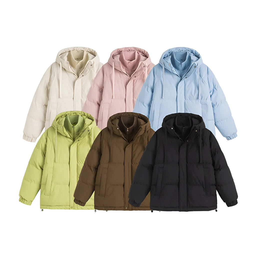 Two-piece cotton padded winter coat in loose fit with side seam pockets