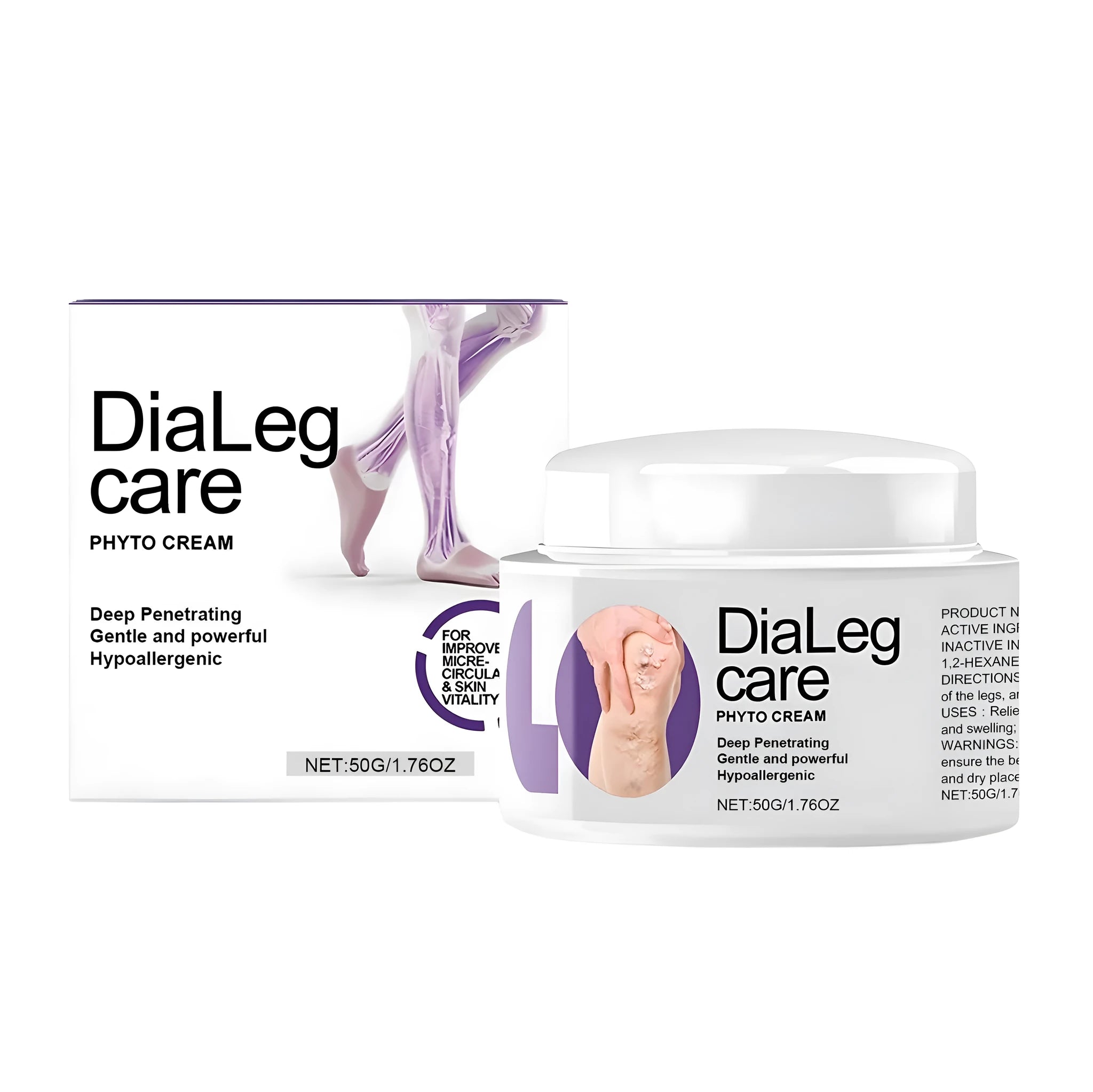 50g jar of varicose vein care cream with mint leaves and shea butter ingredients