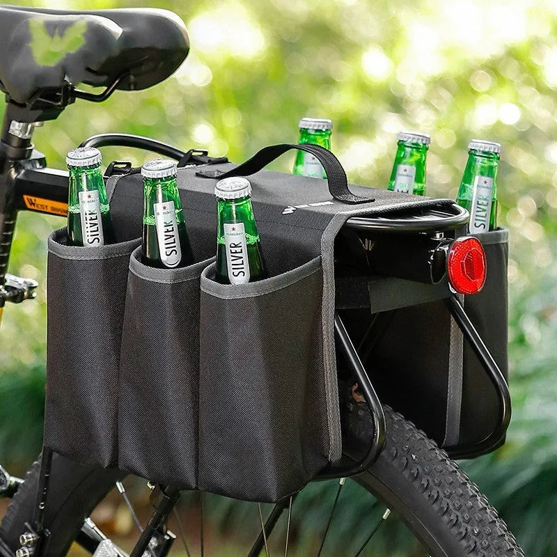Bicycle double-sided drink bag in black with 2 litre capacity and waterproof 600D PVC construction