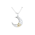 Sun moon tooth couple necklace with electroplated copper pendant and cross chain