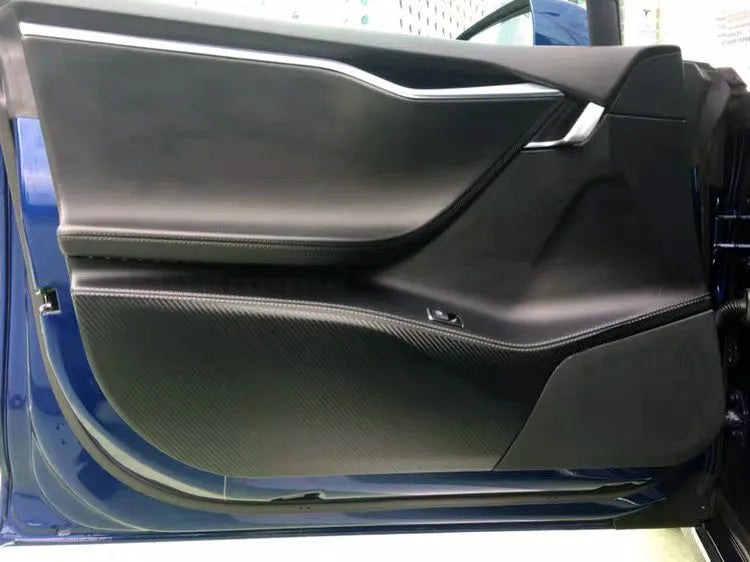 Carbon fibre protective film pack for Tesla Model S front and rear interior door panels