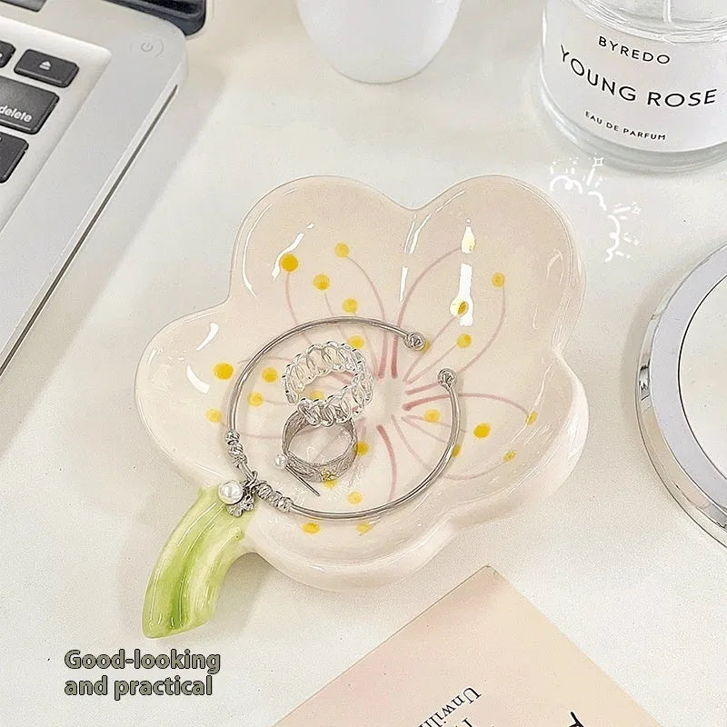 Yellow white porcelain storage tray with modern design and optional night light functionality