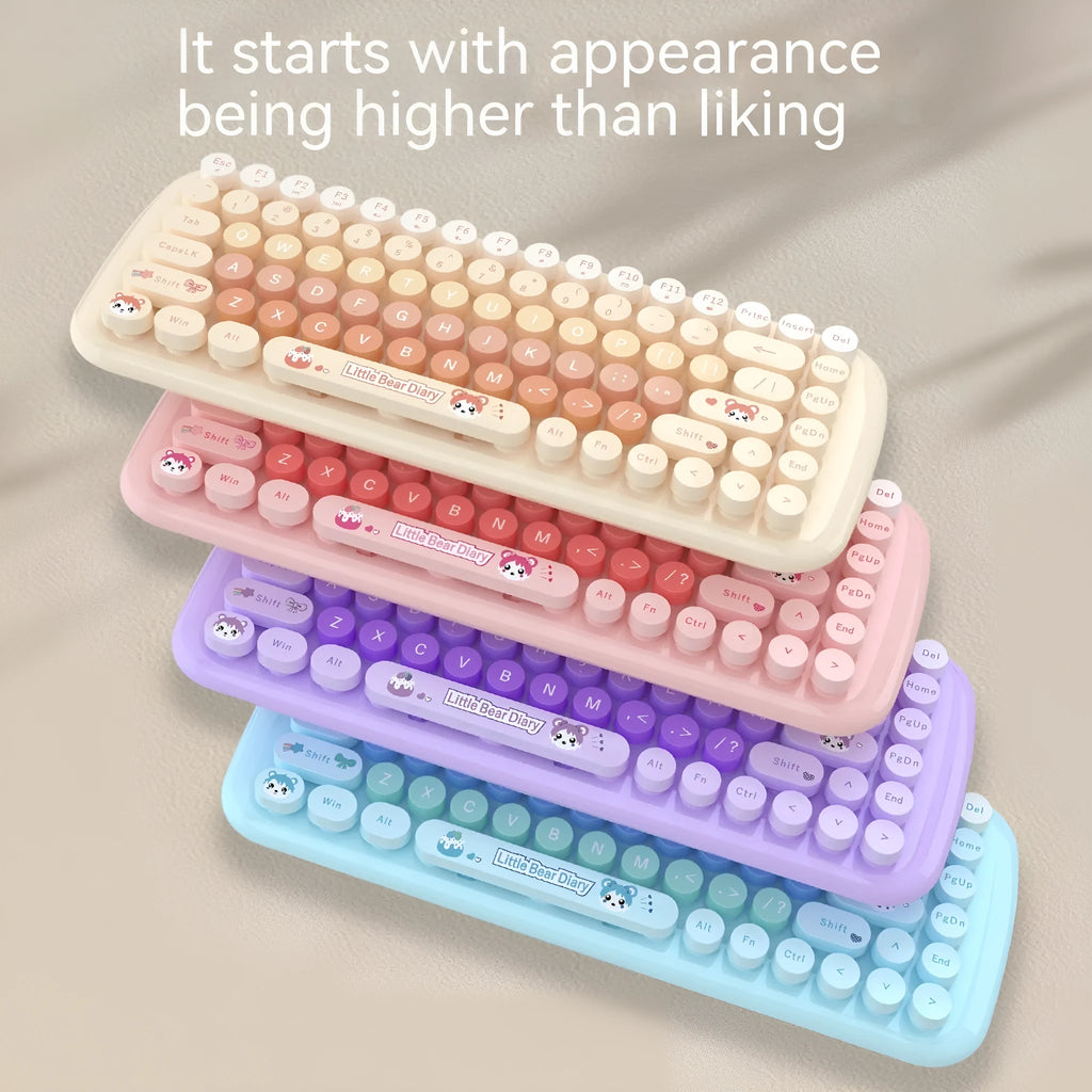 Candy coloured mini wireless keyboard and mouse set measuring 43.5cm with four colour options
