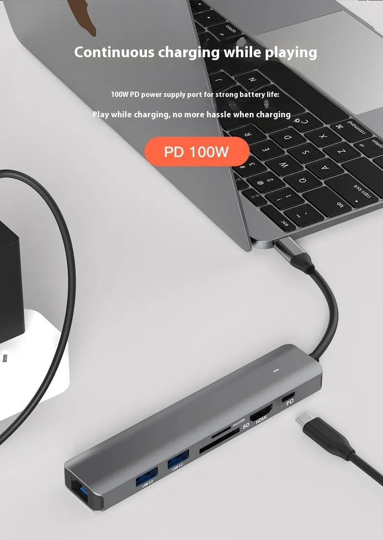 LQT-LH07 7-in-1 USB-C desktop computer hub with multiple interface ports and custom logo option