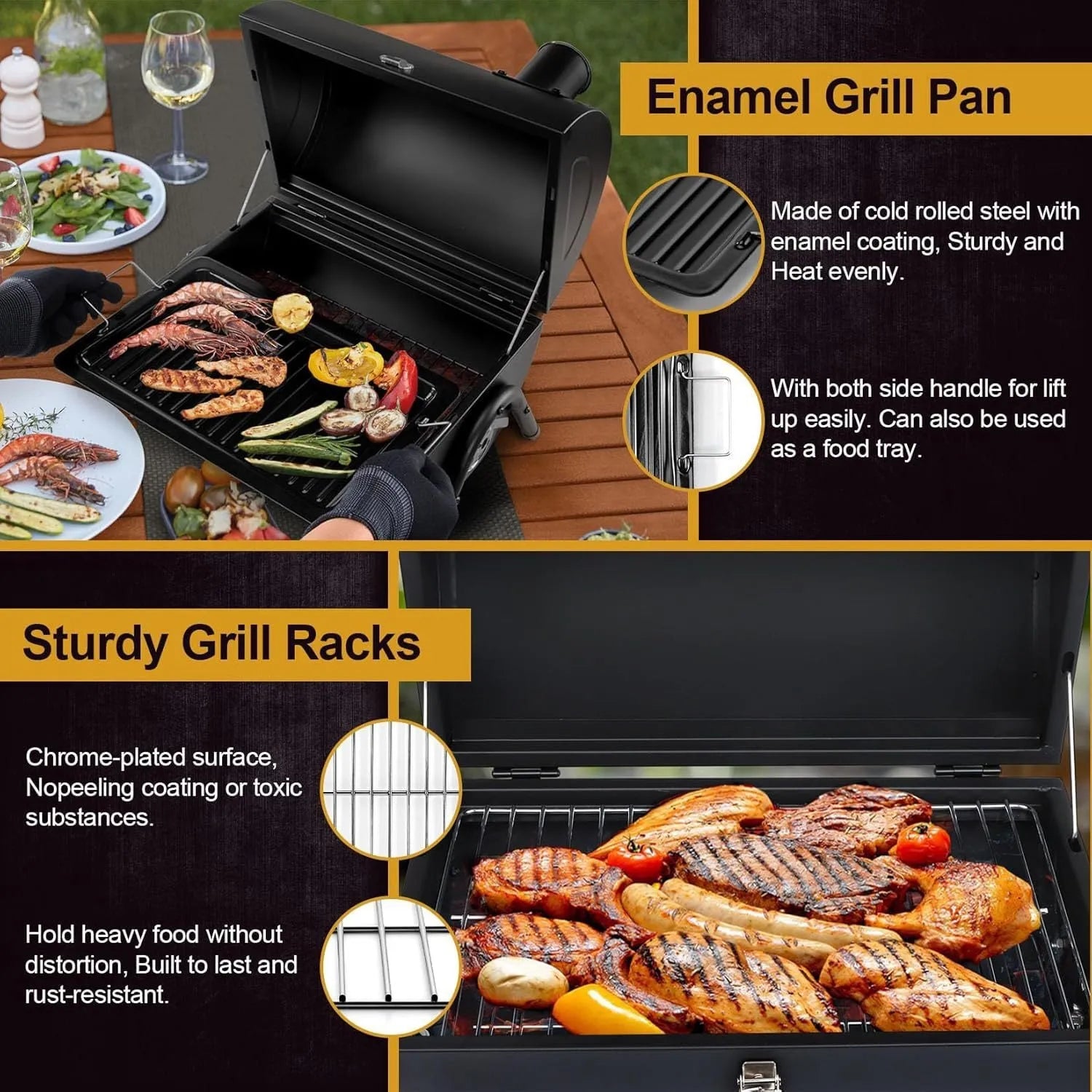 Small folding desktop charcoal barbecue smoking device with grill