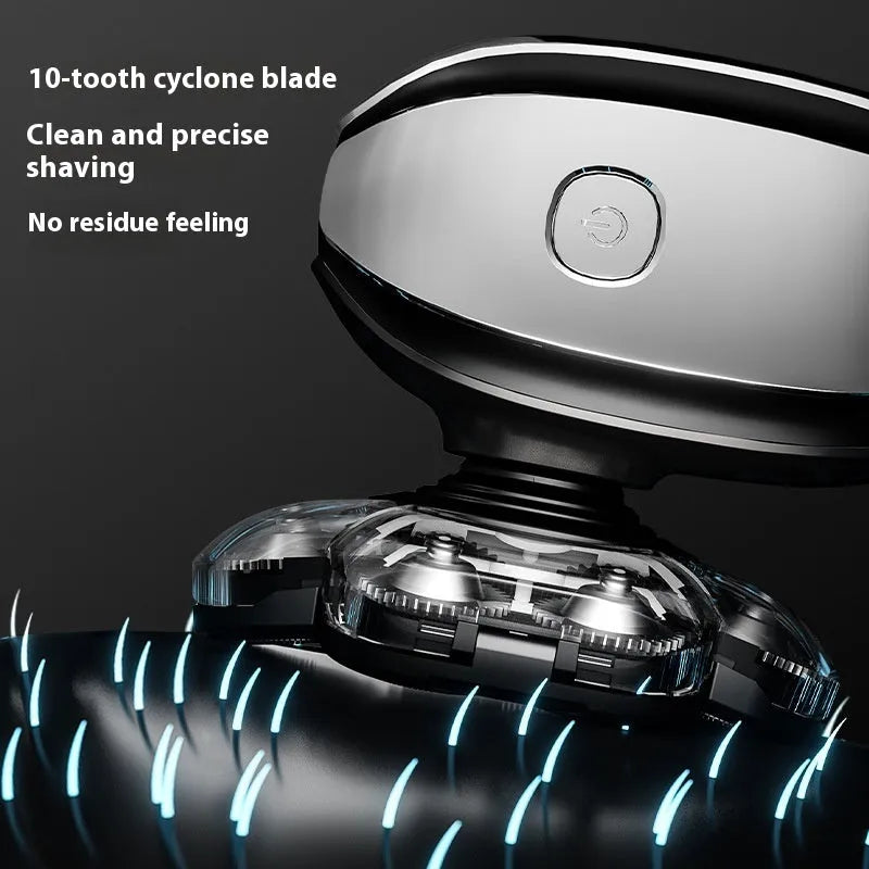 Black rechargeable 6-in-1 hair clipper and beard trimming kit with multiple attachments laid out.