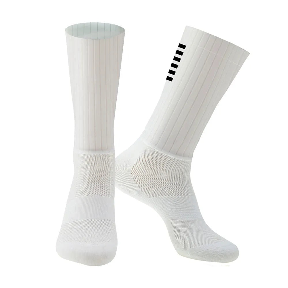 A pair of breathable athletic sports socks for cycling and running, shown in one of six available colours.