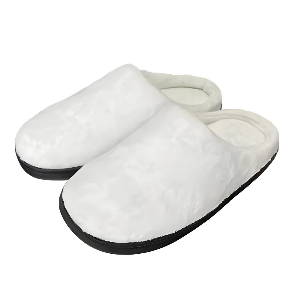 A pair of pattern printed cotton slippers with a flannel upper and TPR outsole, shown in the available colour.