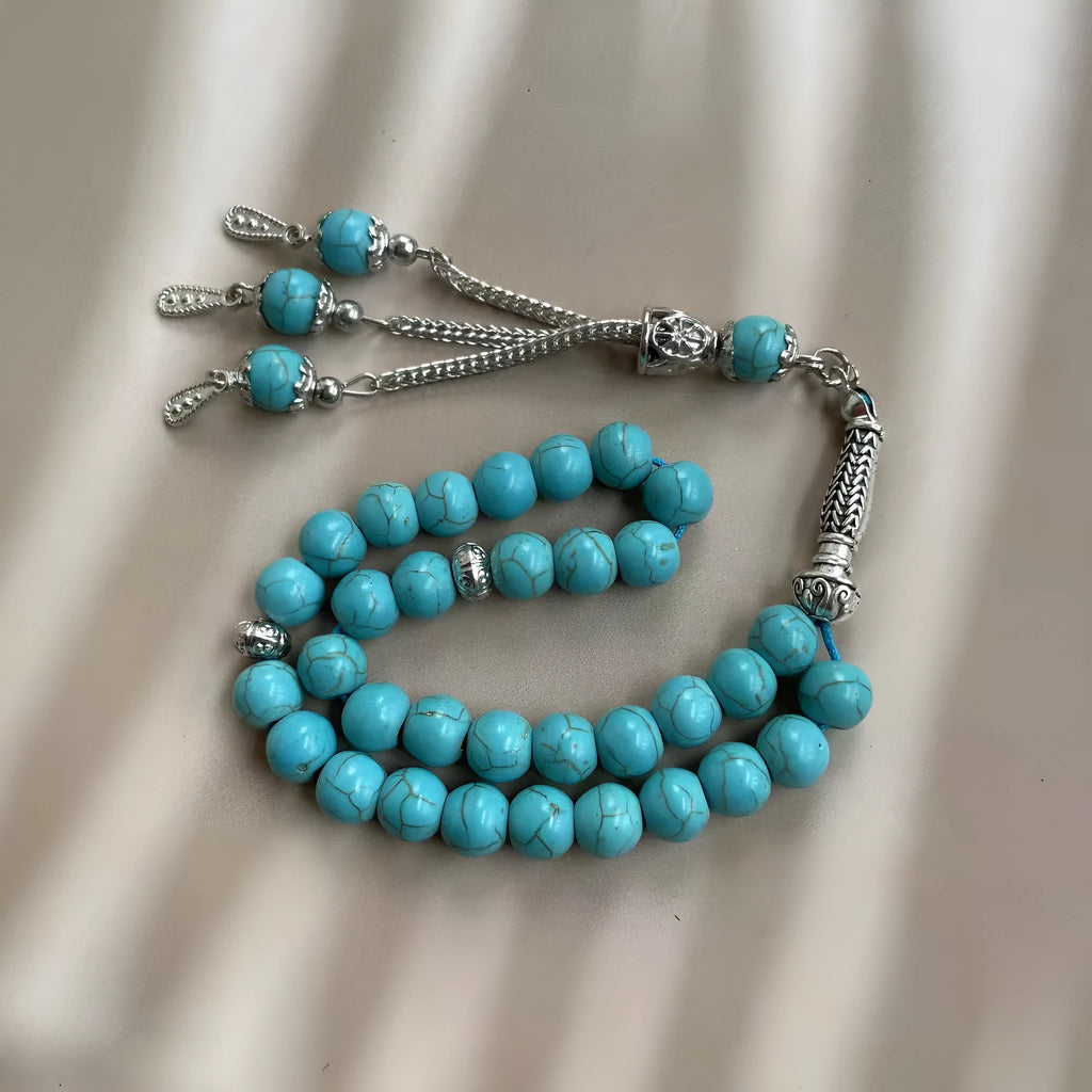 Sky blue stone bead Muslim prayer bracelet with 8mm beads for daily worship counting