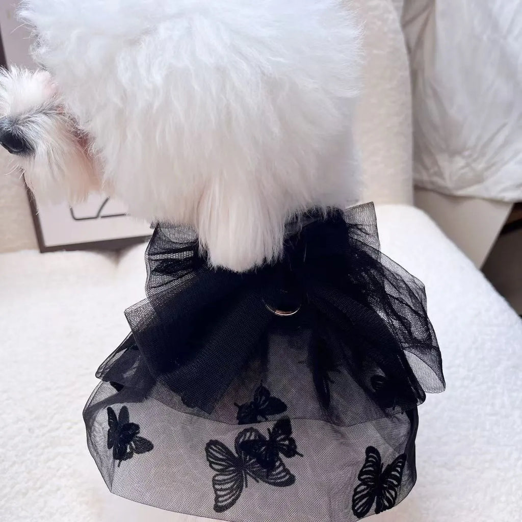 Black polyester tulle skirt for small pet dog or cat, princess style