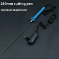 Blue electric heating cutter pen with plastic handle for cutting foam polystyrene boards