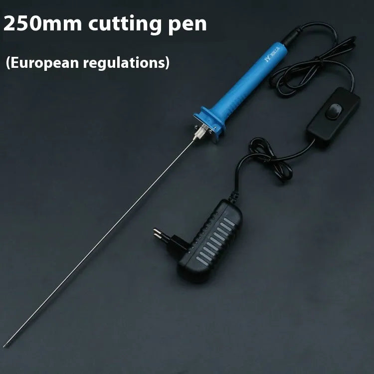 Blue electric heating cutter pen with plastic handle for cutting foam polystyrene boards