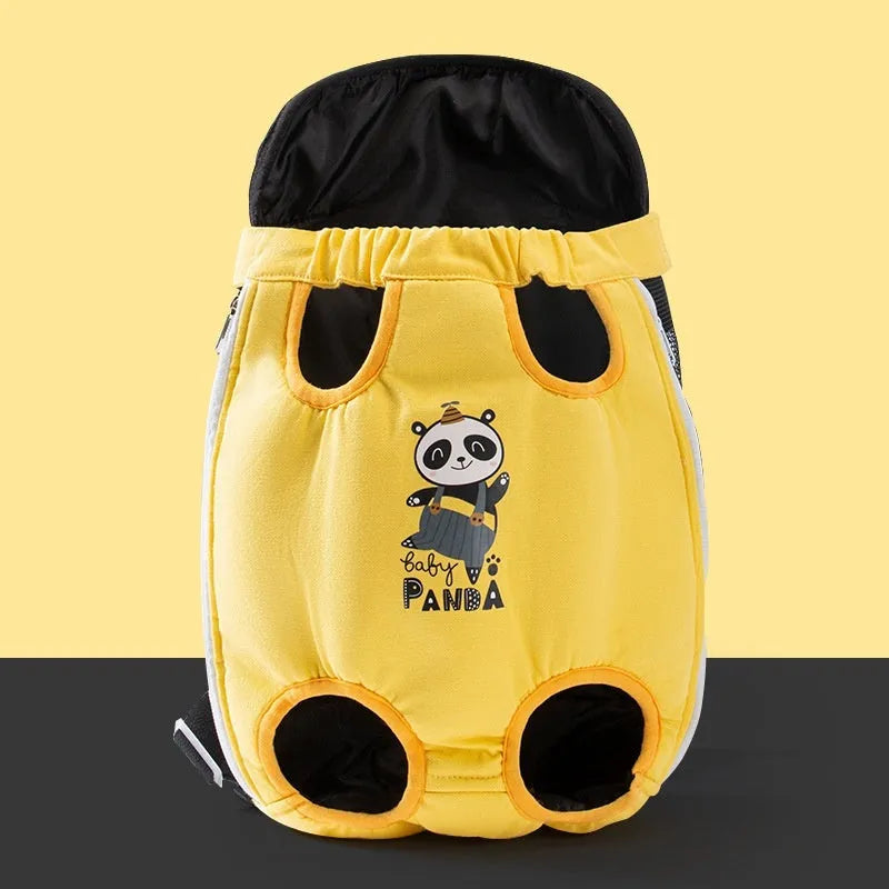Cartoon Beka yellow bear design pet carrier bag in soft canvas with colourful stitching details