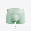 Men's solid colour cotton boxer shorts showing available black, white, silver grey and light green options