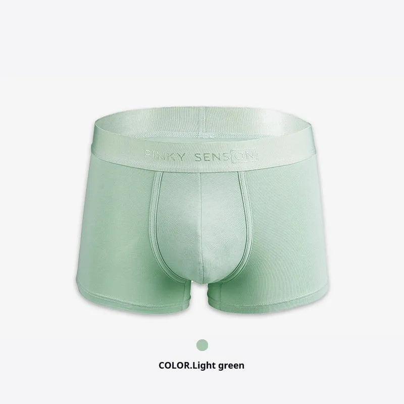 Men's solid colour cotton boxer shorts showing available black, white, silver grey and light green options