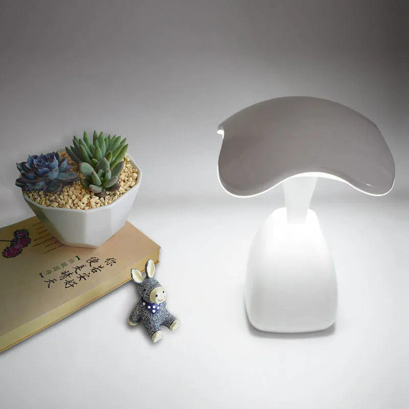 White modern LED desk lamp with touch control and built-in battery