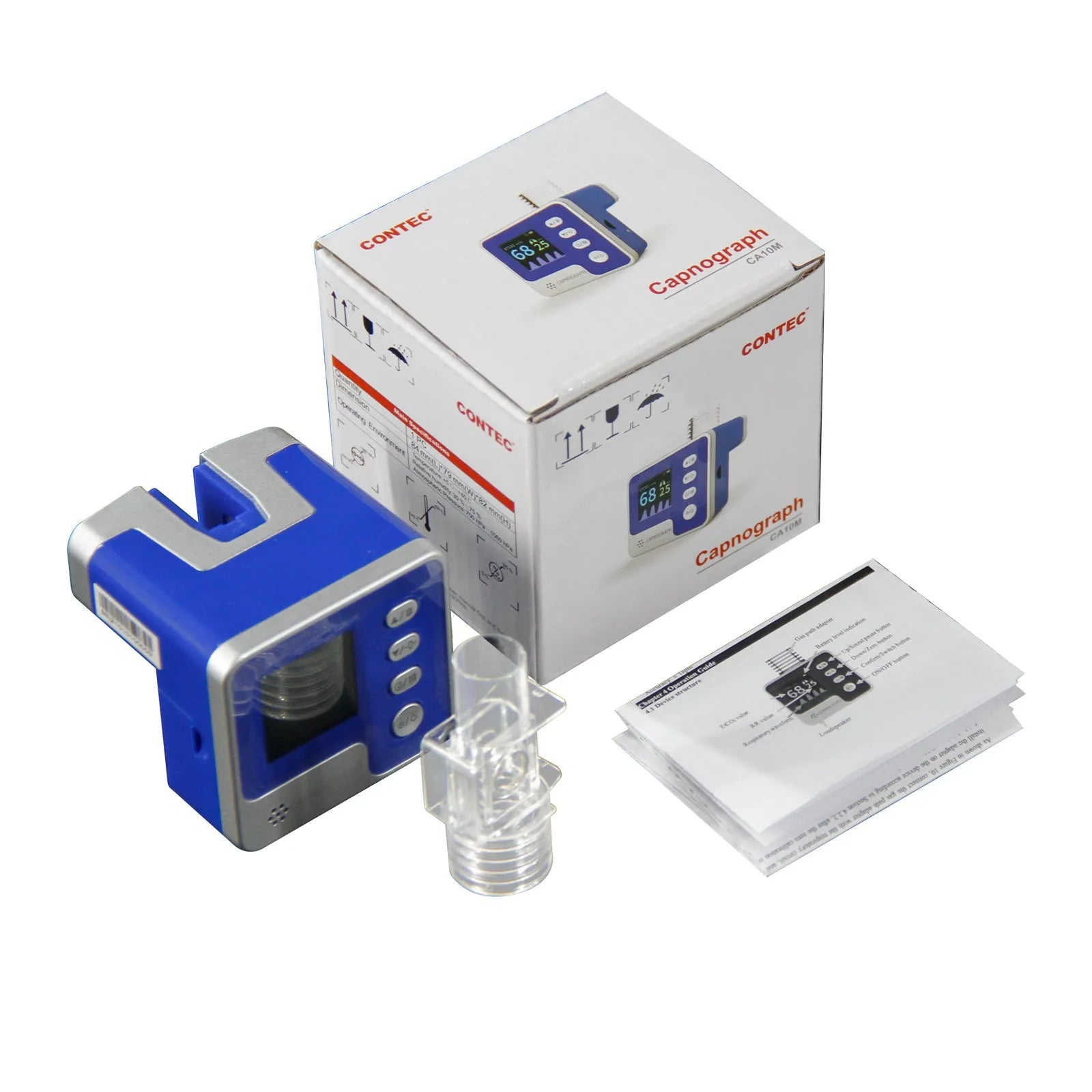 Veterinary mainstream CO2 capnograph CA10M monitor with ETCO2 and respiration rate display, alarm indicator, and battery power