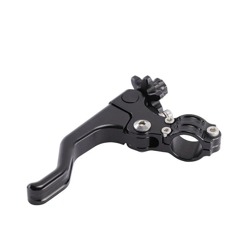 Aluminium alloy two finger motorcycle clutch lever in red colour on a black background.