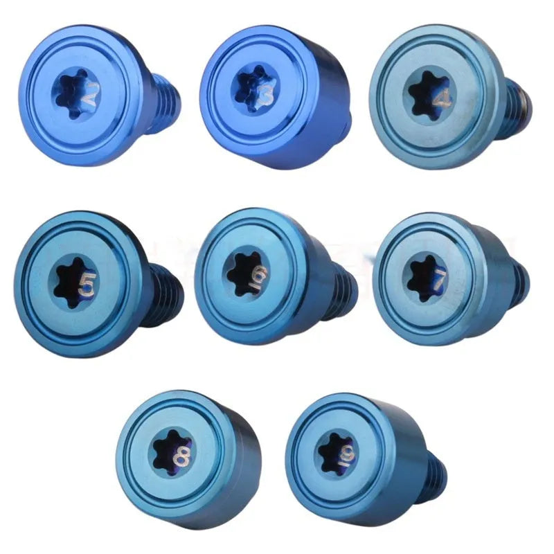 Set of eight stainless steel golf counterweight screws from 2g to 9g for club balance customisation