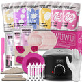WUWUVISTA 56 piece professional waxing kit with black wax warmer, coloured wax beads, applicators, and aftercare products