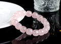 Pink natural bamboo crystal bracelet with 11x12mm barrel beads and geometry design