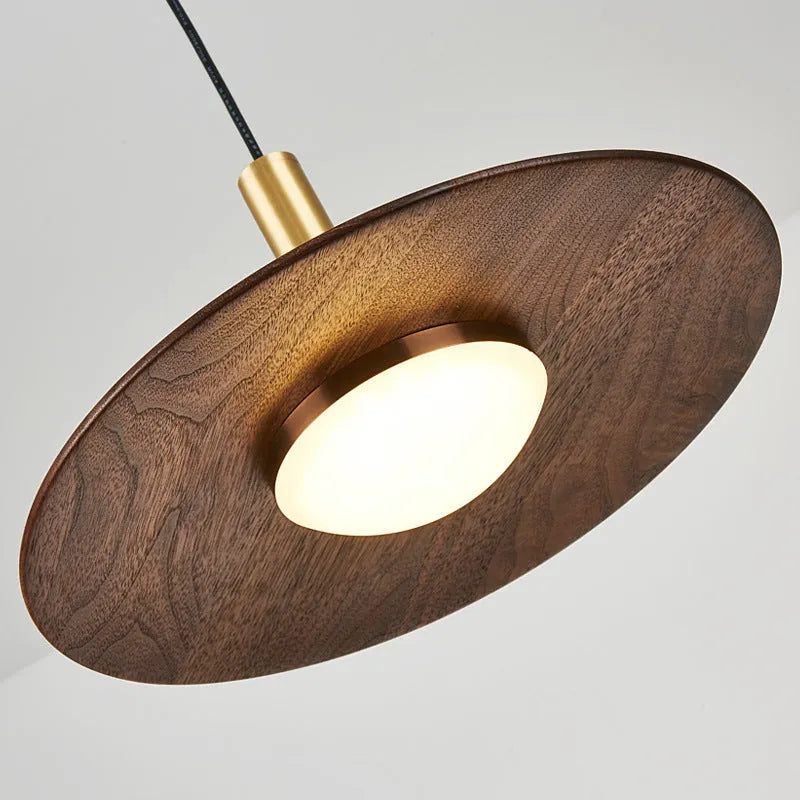 Chinese style fish line chandelier ceiling lamp with walnut wood body and copper metalwork
