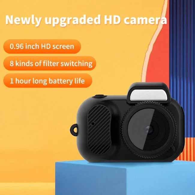 Black Y3000 model HD outdoor sports camera with 0.96 inch screen showing compact size