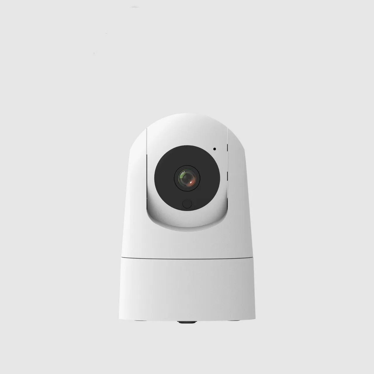 White indoor security camera with 5G and WIFI connectivity, two-way audio, and shake head tracking features