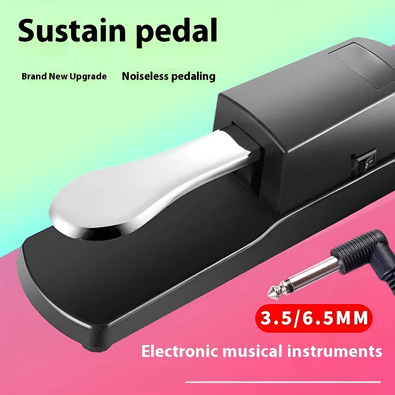 Universal electronic keyboard sustain pedal with single-leg ABS plastic housing on a flat surface.