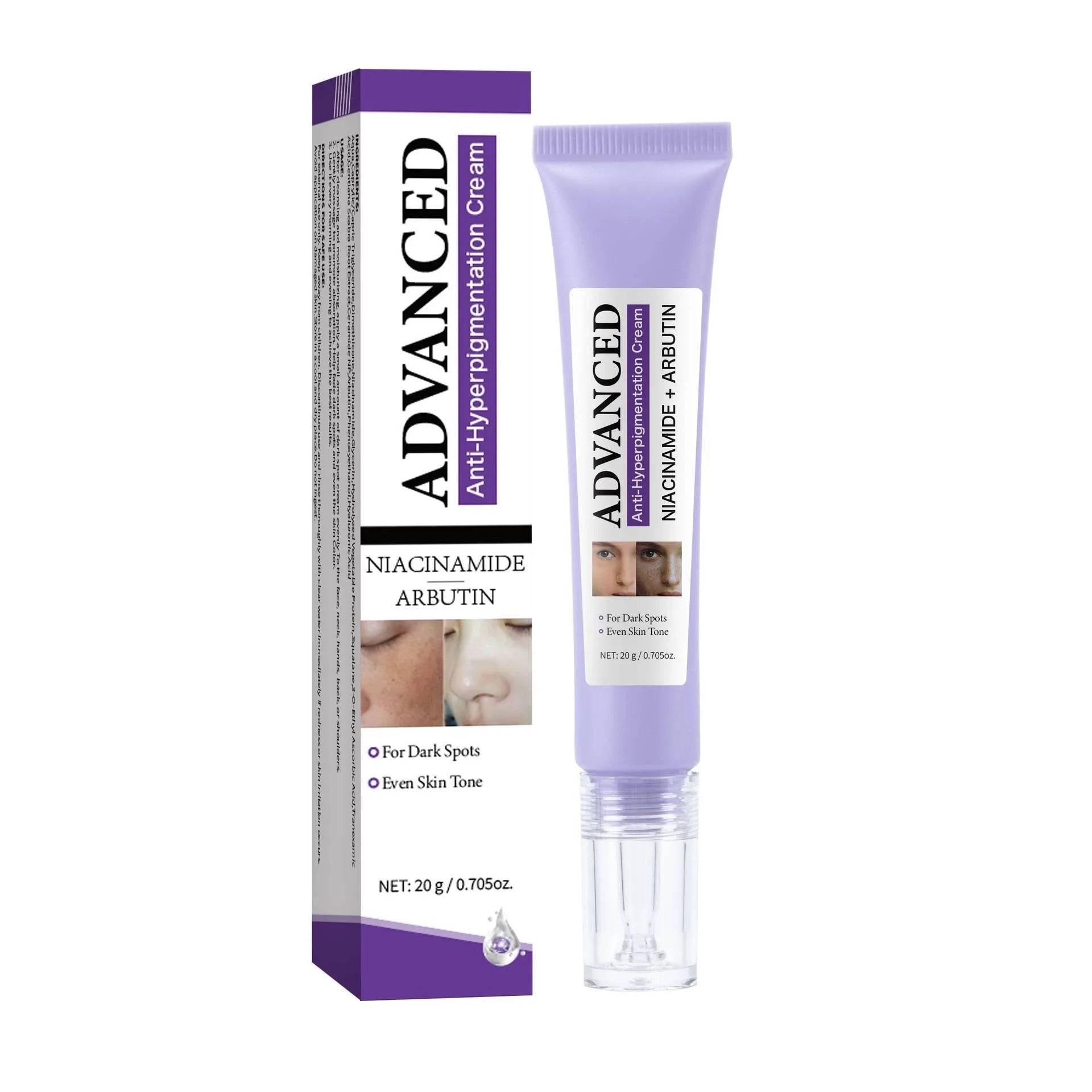 20g container of advanced anti-pigmentation face cream for women with universal skin type compatibility