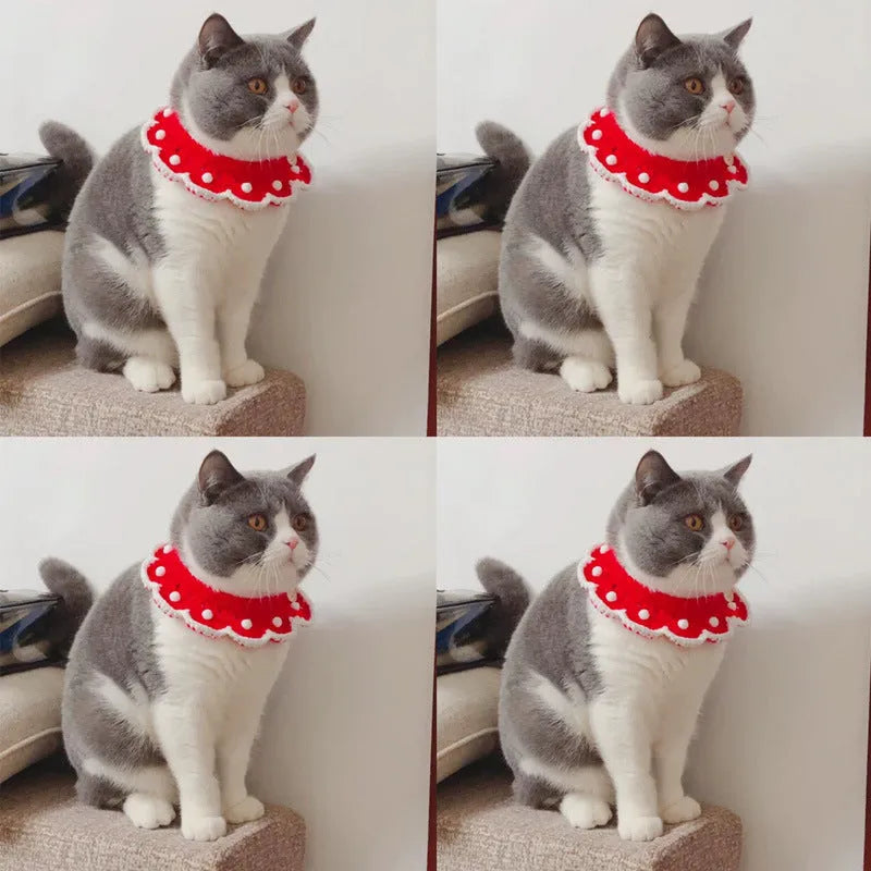Knitted pet collar with cartoon pattern in milk cotton yarn for cats dogs rabbits