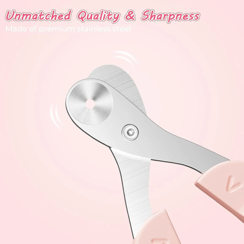 Blue pet nail clipper with positioning hole and non-slip handle for trimming cat claws